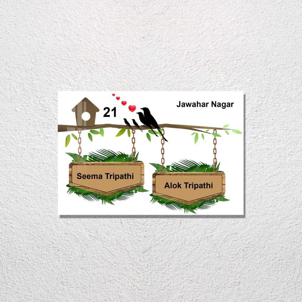Birds Acrylic Designer Name Plate - Image 1