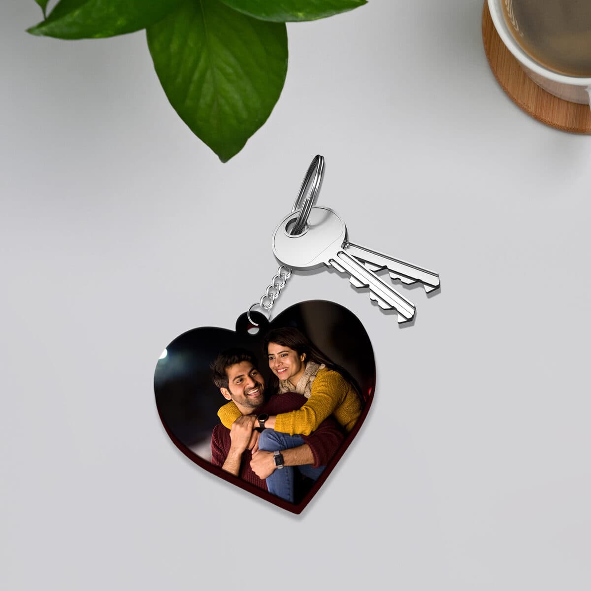 Heart Personalised Acrylic Photo Keychain - Image 1