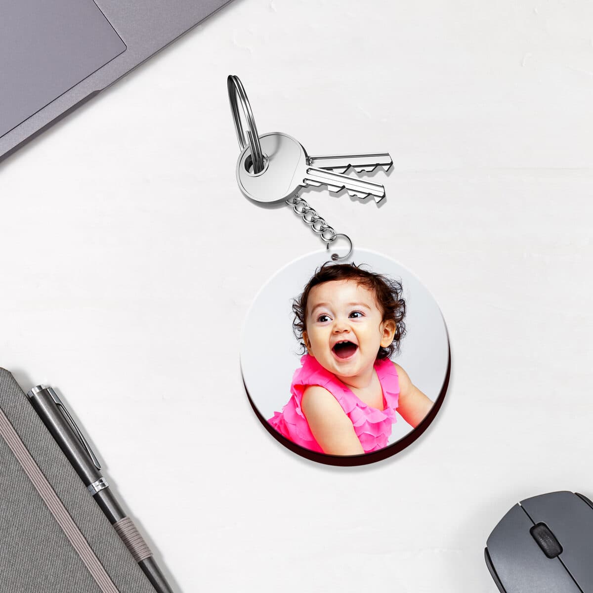 Oval Personalised Acrylic Photo Keychain - Image 1