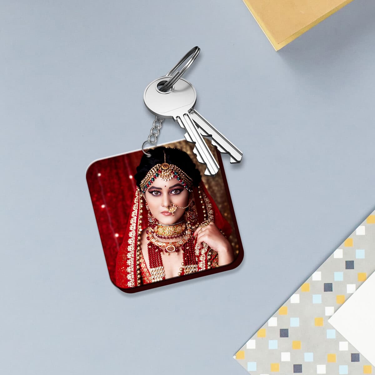 Rectangle Personalised Acrylic Photo Keychain - Image 1
