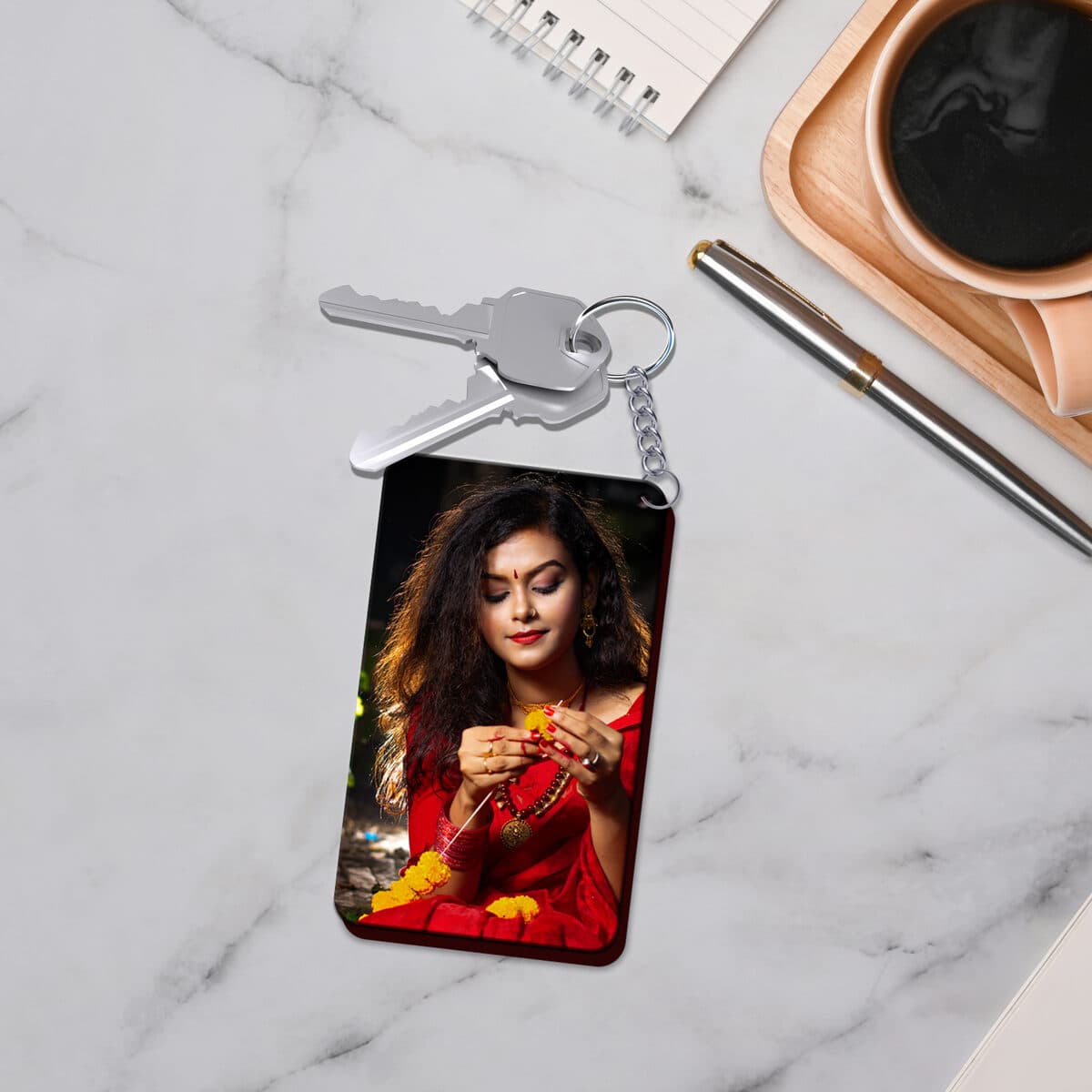 Round Personalised Acrylic Photo Keychain - Image 1